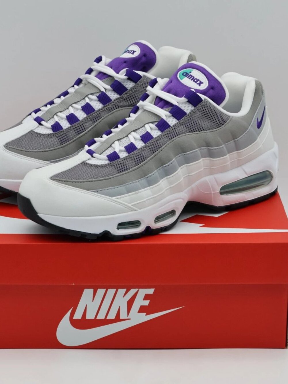 Women's Nike Air Max 95 OG Big Bubble Shoes - White Purple Grape HJ5996-100